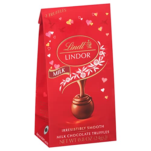 Lindt Valentine Milk Chocolate Truffles Mini Bag (2 Truffles), 24 Count (Pack of 1)