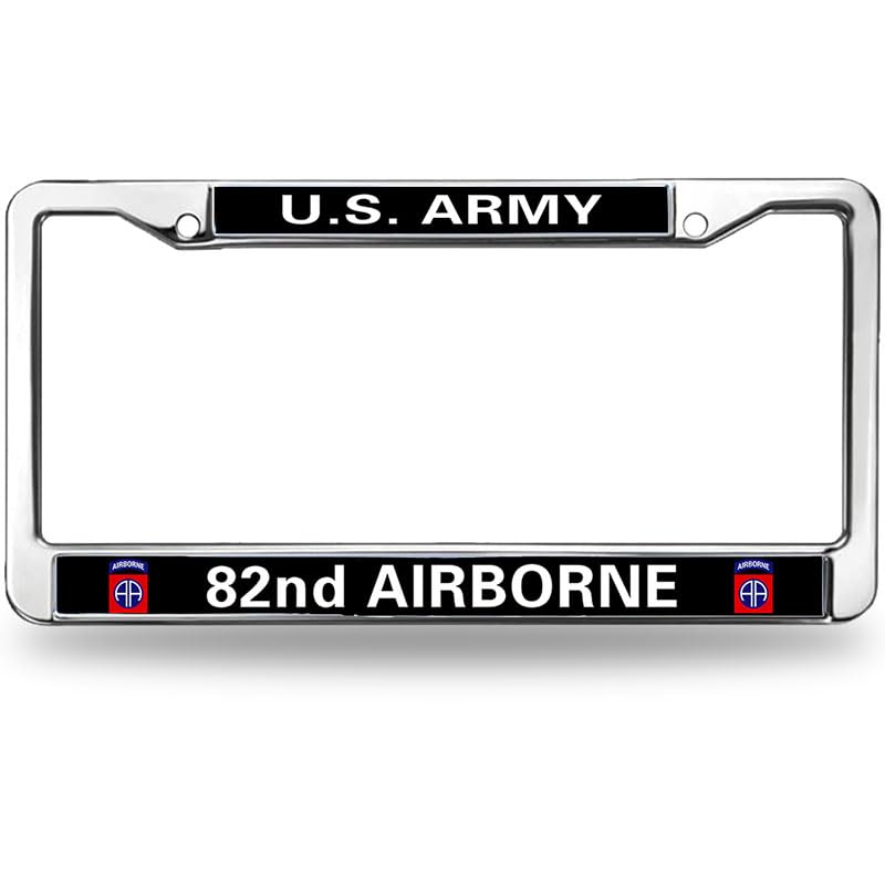 Image of US Army 82nd Airborne Division Customized Army Airborne Division License Plate Frame Proud American Military License Plate Frame Stainless Steel Auto Parts