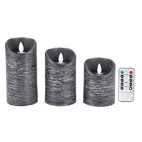 Jimfoty Kerzenlicht, 3-teilige Simulation Schwarzes elektronisches LED-Kerzenlicht mit Ferngesteuerter Paraffinwachs-Batterie Kerzen Flammenlose Kerzen für die Inneneinrichtung