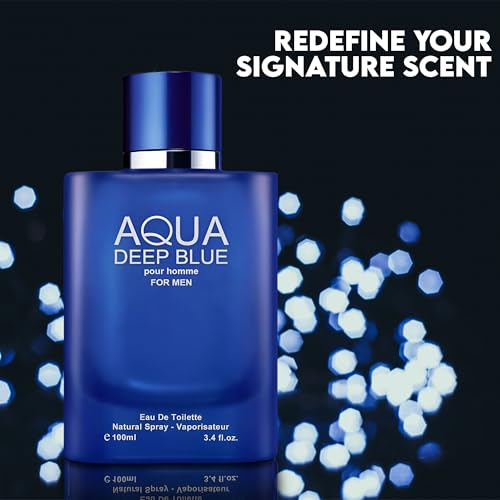 Image of AFLUXE Valentine Milano /Aqua Deep Blue 2PCS Eau De Toilette for Men-Fresh, Romantic Scent Perfume for Men 3.4 Fl Oz Each Mens Cologne For All Skin Daily Used