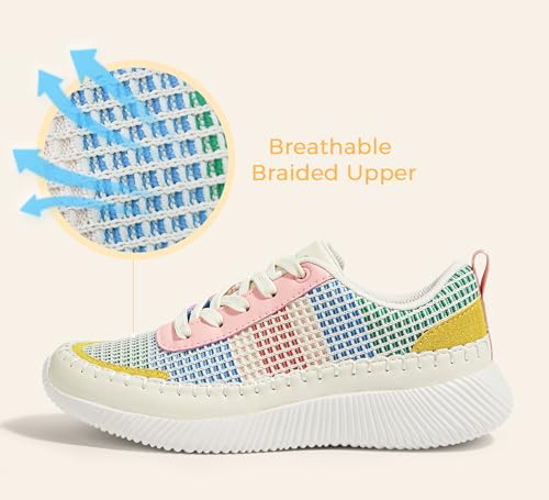 Image of BELOS Women's Glitter Shoes Sparkly Lightweight Metallic Sequins Tennis Shoes Casual Retro Braided Walking Shoes