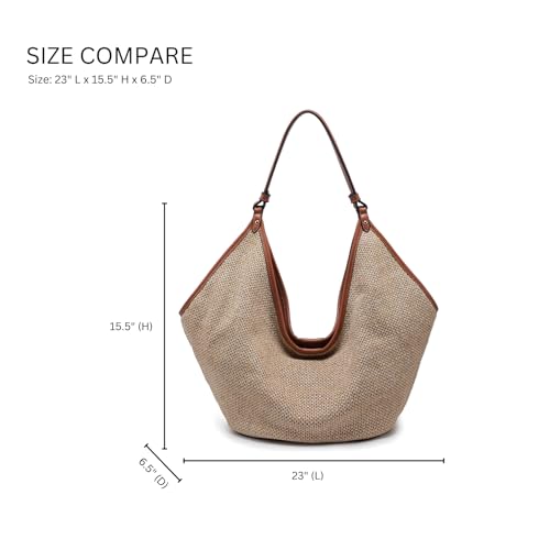 Bolso Hobo tejido para mujer con cierre seguro negro y blanco miniatura 3