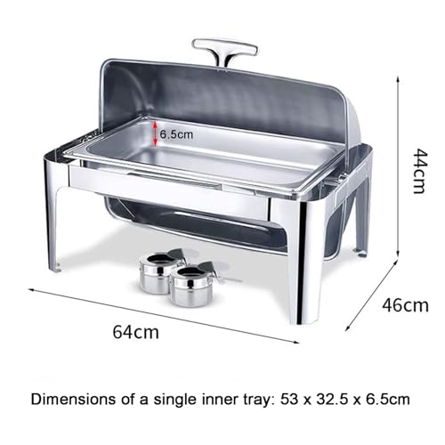 Juego de platos de acero inoxidable, bandeja para servir buffet para bodas, cumpleaños, eventos, recipiente calentador de alimentos para encimera y artículos esenciales para fiestas