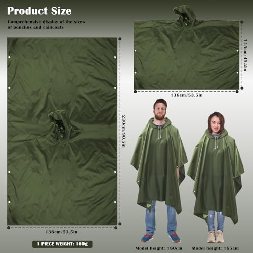 LEEPAT Waterproof Rain Ponchos, EVA Portable Adults Waterproof Ponchos, Reusable raincoat with Hoods for Camping, Hiking Travel, Amusement Parks, Festival - Image 3