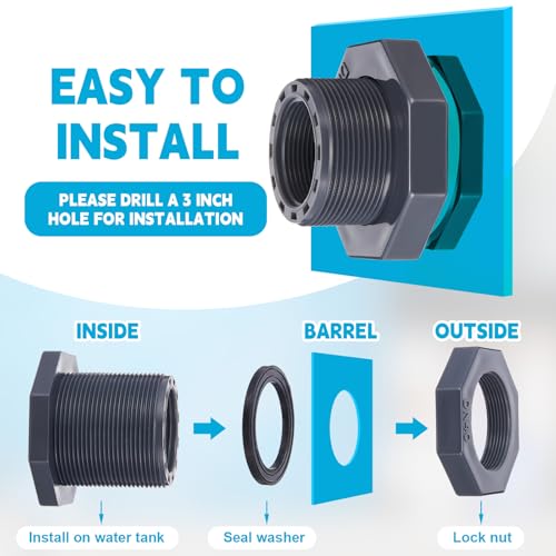 Image of 1 Pcs 1-1 /2 Inch Bulkhead Fitting PVC Npt Tank Connector