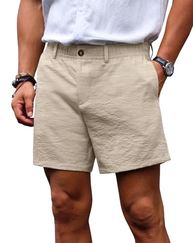 Sailwind Mens 5.5 Linen Shorts Casual Summer Elastic Waist Lightweight Vacation Shorts with Pockets Daily Wear Outfit