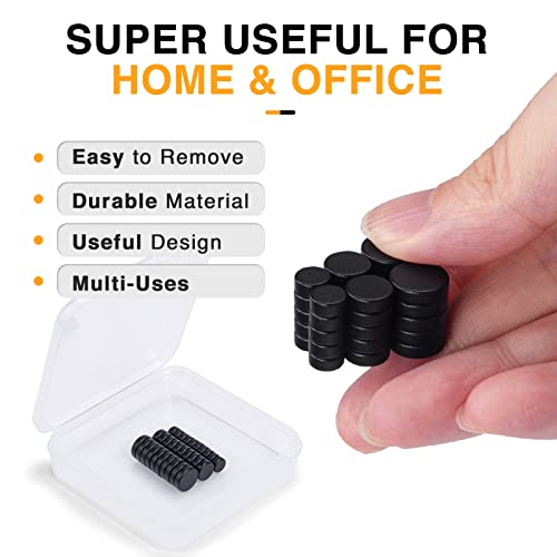 Image of TRYMAG Small Strong Rare Earth Magnets, 3 Sizes 30pcs, Small Neodymium Black Fridge Magnets for Whiteboard, Billboard, Hobbies, Office, Round Button Magnets