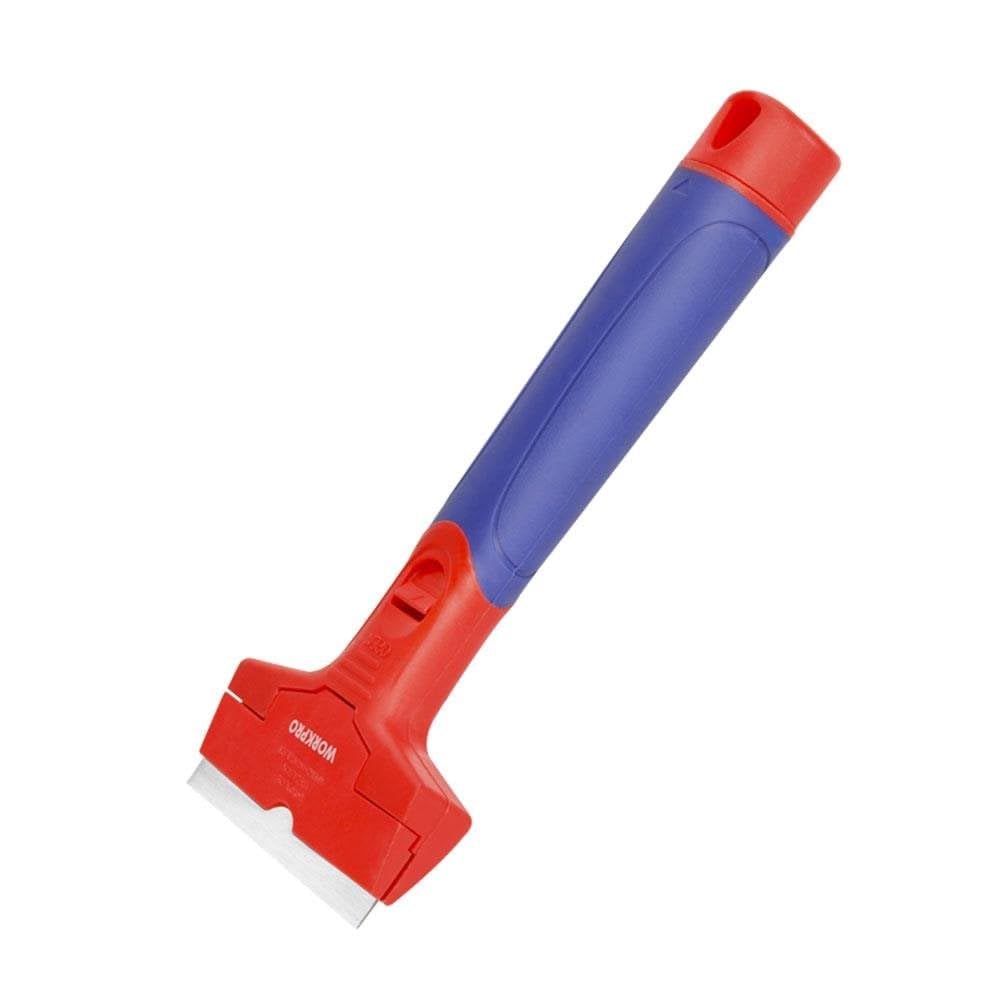 WORKPRO Glass & Tile Scraper with 6 Replacement Blades | Quick-Change Blade Mechanism | Ergonomic Soft Grip | 90 mm Window Scraper for Glass, Tiles, Paint, Stickers, Adhesive & Residue Removal-image-3