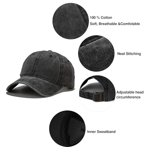 Image of 3 Pack Baseball Cap Vintage Distressed Low Profile Unstructured Cotton Dad Hat Adjustable for Women Men