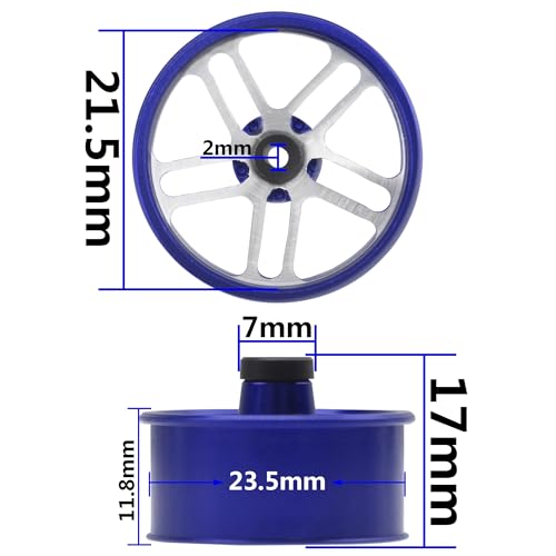 Jantes alu 23.5mm Tamiya Mini 4WD légères et durables bleu - 6