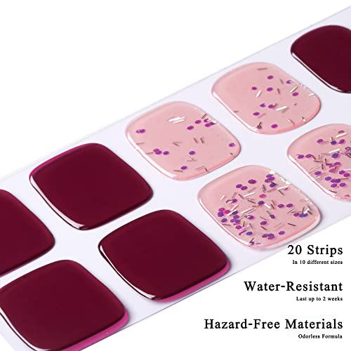Drizzle Semi Cured Gel Nail Strips, Real Nail Polish Art Stickers (Uv/Led Light Required), Glossy, Glitter, Solid Color, Adhesive Full Nail Wraps Long Lasting Waterproof, Nail Strips Decal For Women (Mooo) #TOP2
