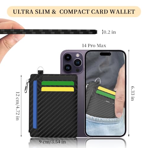 Image of Hancynir Minimalist Black Slim Wallet Men Credit Card Holder Small RFID