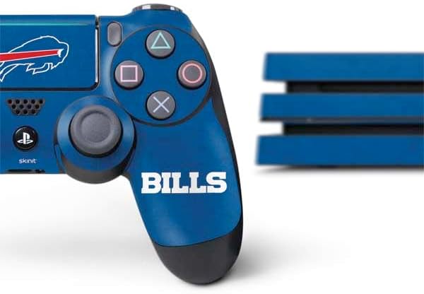 Skinit Decal Gaming Skin Compatible with PS4 Pro Console and Controller Bundle - Officially Licensed NFL Buffalo Bills Distressed Design