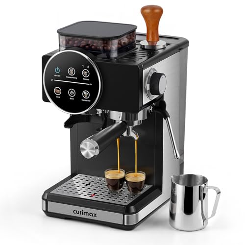Image of Espresso Machine with Grinder, 20 Bar Professional Expresso Coffee Machines with Milk Frother Steam Wand, Espresso Maker with 60oz Removable Water Tank, Cappuccino & Latte Machine for Home (Dark-Pro)