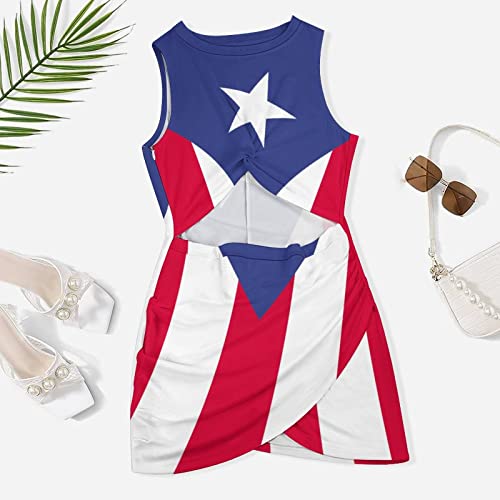 Elegant Casual Skirt Puerto Rico Flag Girls Summer Sunny Beach Dress S3