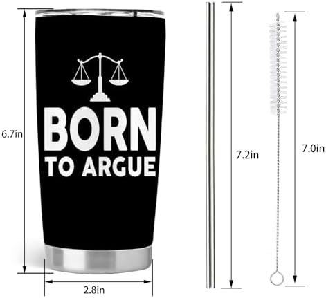 Lawyer Gifts, Cool Gifts for Attorneys, Future Lawyer Law School Graduation Bar Exam Gifts, 20oz Stainless Steel Tumbler with Lid Straw
