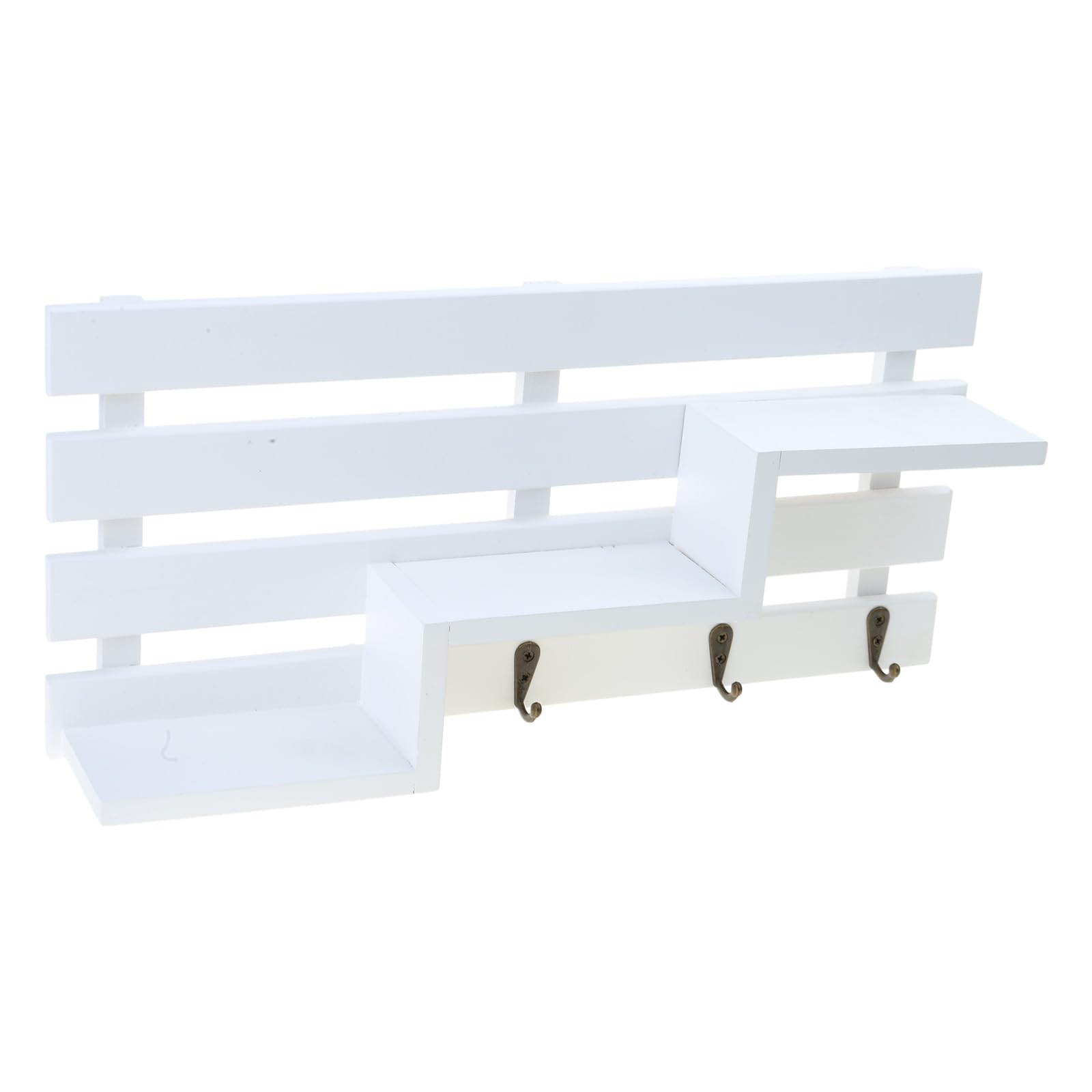PANGBOER Wall Mounted Organizer Wood Strong Load Bearing Anti Fall Storage Rack for Decoration Toys Keys Sundries Storage Rack with Hooks for Keys Sundries Towels Toys Shelving Heavy Duty