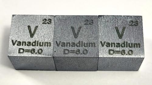 Image of 0.39 inch 10mm Vanadium Metal Cube V up to 99.9% Pure Periodic Table Element Engraved Density Collection Science Education Display Block Cube + Acrylic Case Box - 1PC