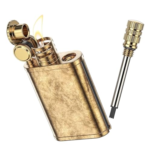 Encendedor metálico retro con rueda de fricción y kerosene miniatura 4