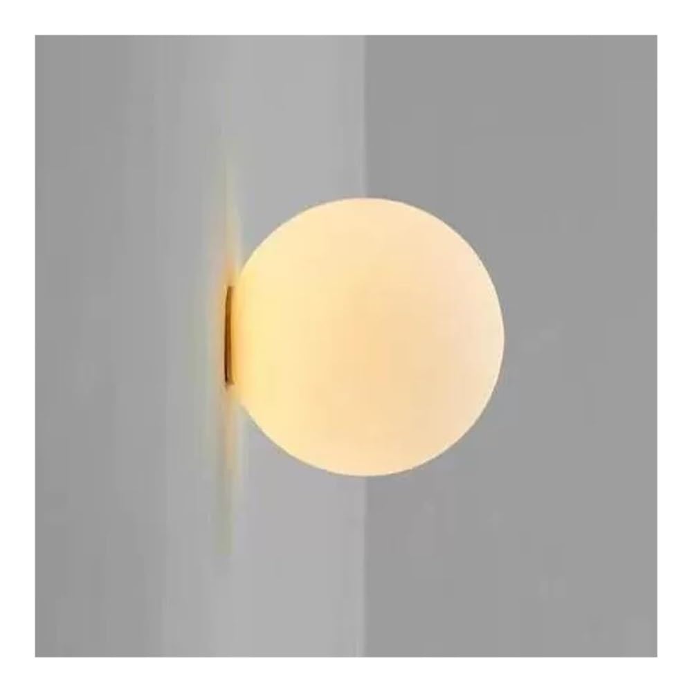 TONFON White Globe Wall Sconce Frosted Glass Globe Wall Lamp Mini Modern Minimalist Wall Lantern for Bedroom Bedside Living Room Study Room Corridor Entryway Restaurant Wall Mounted Lamp