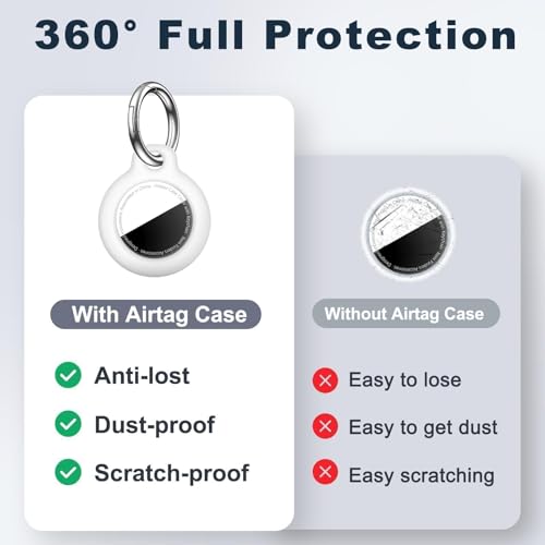 Image of MOLOSLEEVE Case for AirTag 2nd Gen (2026) & 1st Gen, Shockproof Holder Anti-Scratch Protective Cover for Air Tags, Men's Women's Keyrings & Keychains for Keys, Luggage, Bags, White