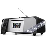 LEMEGA M6P CD Player with FM Radio, Bluetooth Streaming, 150W Stereo HiFi System with Internal Subwoofer, 2.8' Colour Display, Presets, Remote, Acoustic Wooden Cabinet (Black Oak)