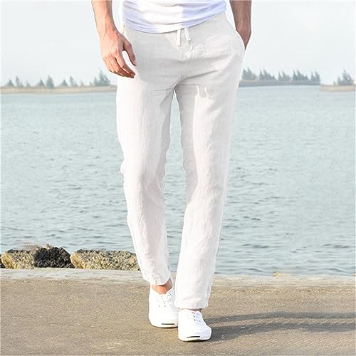 Men'slinen Pantsnew Breathable Solid Color Linen Trousers Fitness Streetwear4