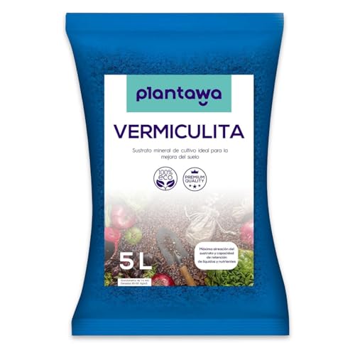 PLANTAWA Vermiculita Sustrato 5L | Vermiculita para Plantas y Huerto Urbano | Ideal para Semillas, Jardín y Cultivo en Macetas | Mejora la Retención de Agua y Aireación del Suelo | Abono Natural
