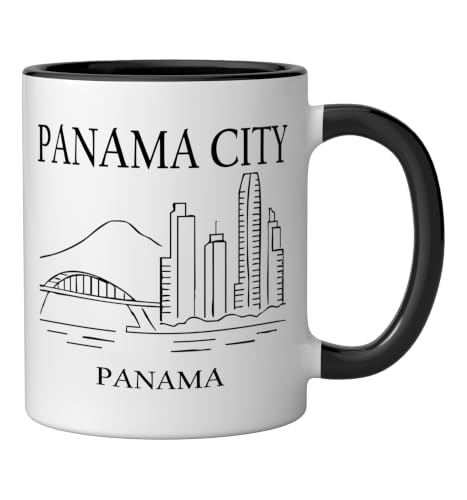 Taza de cerámica Panamá skyline minimalista 11oz miniatura 2