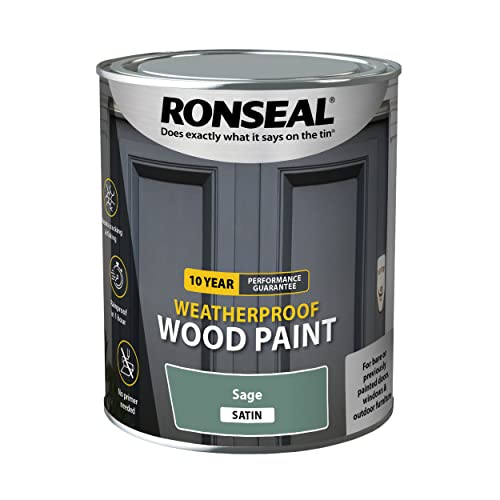 Ronseal 10 Year Weatherproof Wood Paint - Sage - Satin - 750ml