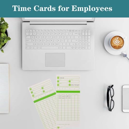 Image of 200PCS Time Cards for Employees, 2-Sided, Monthly Time Cards for HN3000, 3 3 /8 inch x 7 3 /8 inch, Green