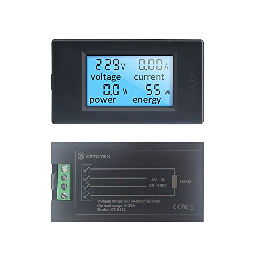 KETOTEK Ampèremeter Voltmeter Digitale Spanningsmeter Krachtmeter Vermogensmeter AC 80-260V 20A Energietester Energie… - Image 5