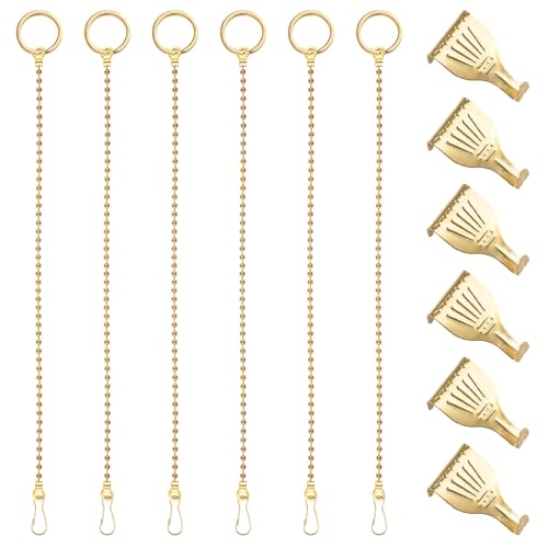 Image of Picture Hanging Kit 6Pcs Picture Rail Hooks with Chains, Rail Hanging Hooks Picture Display Hanging System for Wall Picture, Exhibition(1M, Gold Beaded Chain)