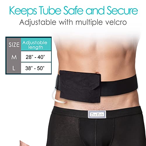 Diabelt [2 Pack] Peritoneal Dialysis Belt Comfortable Cotton Pd Catheter G-Tube Feeding Tube Peg Holder Accessories For Stomach Women Men Adults Black, Large (Pack Of 2) #TOP3