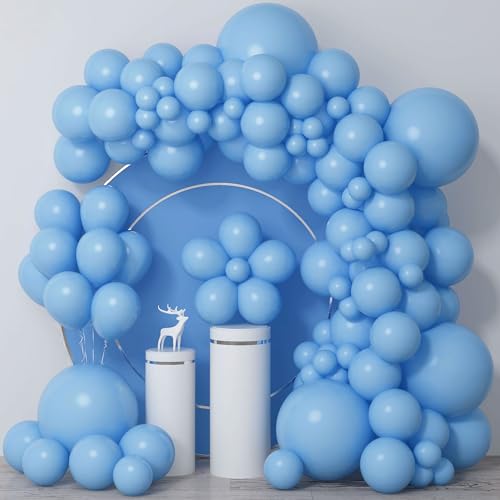 Image of Light Blue Balloons Latex Balloon 5 10 12 18inch Different Sizes 103pcs Matte Baby Blue Sky Blue Balloons Kit for Kids Birthday Party Decoration Balloon Garland Baby Shower Wedding Holiday