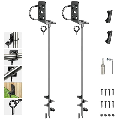 hannger 2 Pack 30 Heavy Duty Ground Anchors Shed Anchor Kit Mobile Home Anchors with Multi Purpose Brackets Eather Anchor for Gazebos Swing Sets Fences Carports Sheds Goal