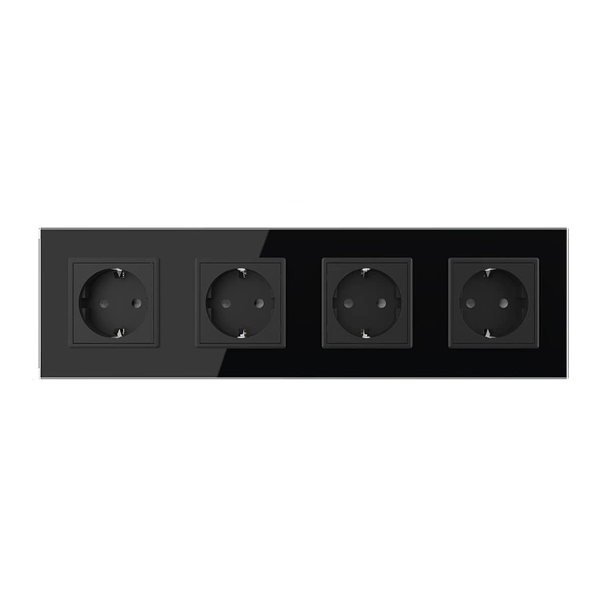 LIVOLO Schwarz 4 Fach Schuko Steckdose VL-C7C4EU-12-A Schwarz Schutzkontakt mit Kindersicherung Panel aus Kristallglas EU Standard Wandsteckdose