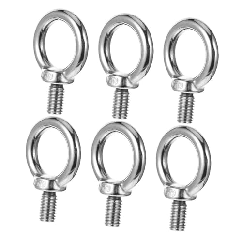 Ipetboom 6 piezas Tornillos con Argolla Inoxidable Tuercas Anulares Resistentes la Corrosión para Fijación y Elevación Construcción y Equipos