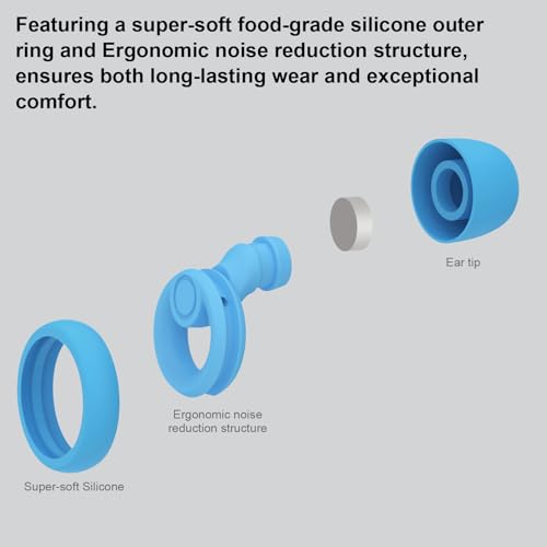 Image of Jayine Ear Plugs for Noise Cancelling Ear Protection EarPlugs for Sleep,Concerts,Work,Study,8 Size Eartips with Small Box,Perfect -30dB Silicone Earplugs for Noise Reduction - Blue
