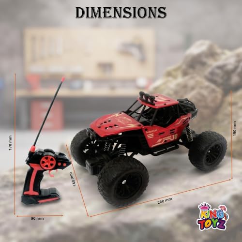 Image of Rock Crawler RC Car with Smoke, 1:16 Scale High-Speed Off-Road Monster Truck, 4 Functions, Rechargeable Remote Control Climbing Car with Fog Effect for Kids-Black (RED)