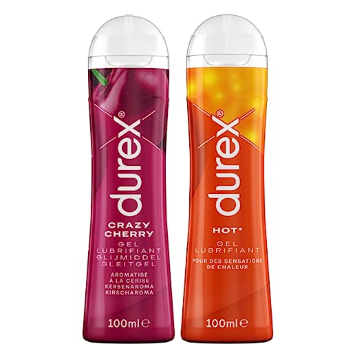 Durex - Lot de 2 Gels Lubrifiants Intimes - Crazy Cherry Gel 100ml - Hot Effet Chauffant Stimulant...