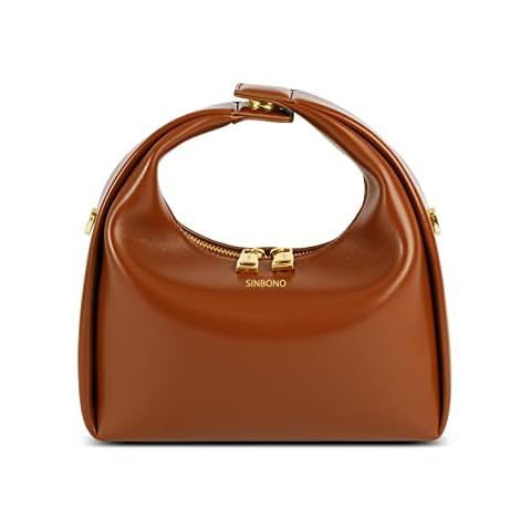 SINBONO Vienna Women's Top Handle Handbag Vegan Leather Shoulder Bag with Crossbody Chain-Brown Cover