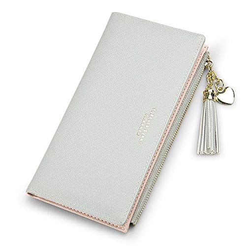 Sumgogo Slim Wallet For Women Long Tassel Zipper Clutch Purse Handbag Card Case Wallet (Gray) #TOP6