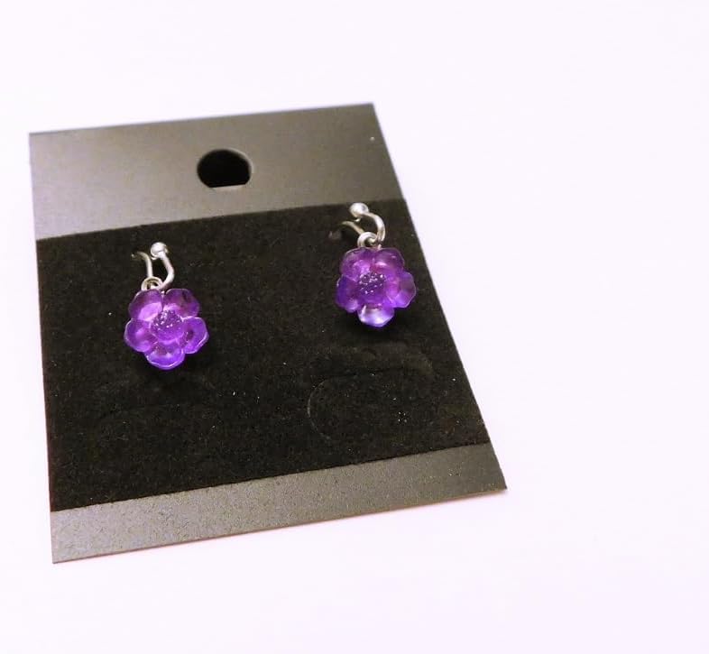 Delicate Purple Flower Drop Earrings, Translucent Crystal Petals,Glow In The Dark, Silver Tone Ball Hook Design, Dangle Style, Women's Jewelry, Unisex, Floral Earrings, Gift For Her - Image 2