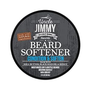 Uncle Jimmy Beard Softener, Conditioning Balm for Men | Hydrates, Smooths, Adds Shine & Tames Flyaway Hair | Made With Shea Butter, Honey 2 Fl Oz