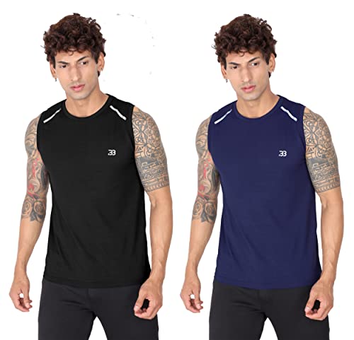 Image of Big Button Mens Dry Fit Stretchable Cut Sleeves Sports Tshirt Tank Top