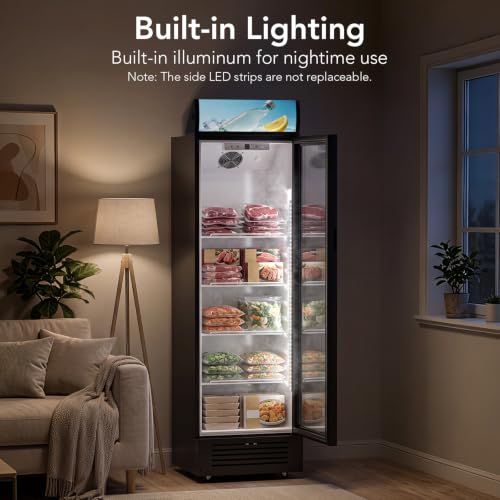 Image of Electactic 9.1 Cu.Ft Commercial Refrigerators, Display Refrigerator with Double-Tempered Glass Door, Commercial Display Fridge with 4 Adjustable Shelves & LED Light, for Shops, Restaurants, Bars