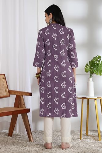 Image of MIRCHI FASHION Pure Cotton Kurti for Women | A-Line Kantha Work Printed Kurta for Woman | Ethnic Wear for Office & Daily Use (Single Piece)