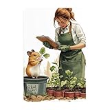 Blechschild Garten Lustig, 20x30cm Metallschild Garten Outdoor Deko, Eine Gärtnerin Bei Der Arbeit Mit Ihrem Kleinen Gärtnerhamster, Geschenke Für Gartenliebhaber