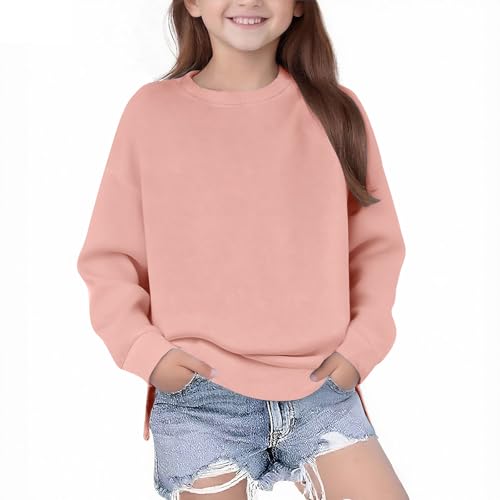 Oversized T Shirts For Teen Girls Long Sleeve Crewneck Sweatshirts Casual Side Split Kids Pullover Tops 5-14 Years2